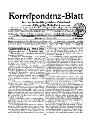 Hauptversammlung des Bremer Philologenvereins am 5. November 1909