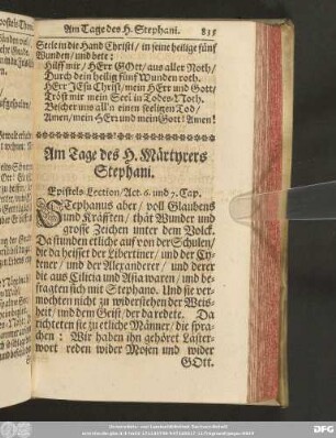 Am Tage des H. Apostels Thomae.