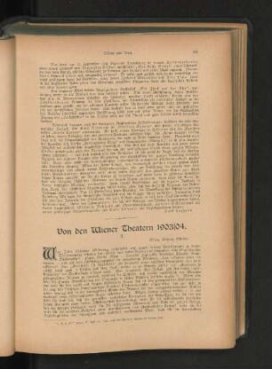 Von den Wiener Theatern 1903/04