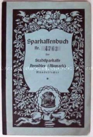 Sparbuch der Stadtsparkasse Arendsee (Altmark)