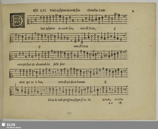 I. Canis, Cornelius: Dixit insipiens in corde suo