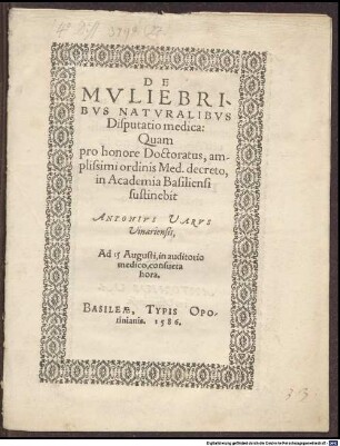 De muliebribus naturalibus disp. med.
