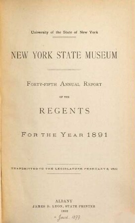 Annual report. 45. 1891 (1892)