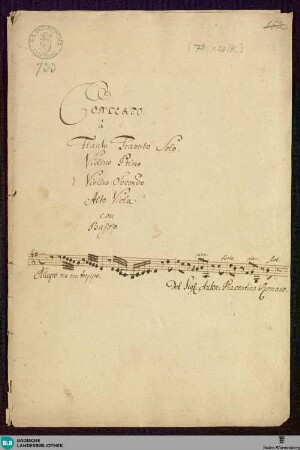 Concertos - Mus. Hs. 733 : fl, vl (2), a-vla, b; G; GroF 791