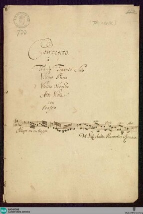 Concertos - Mus. Hs. 733 : fl, vl (2), a-vla, b; G; GroF 791
