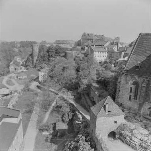 Bautzen Wasserwerk : Bautzen. Alte Wasserkunst. Blick von der Aussichtsplattform auf die Stadt
