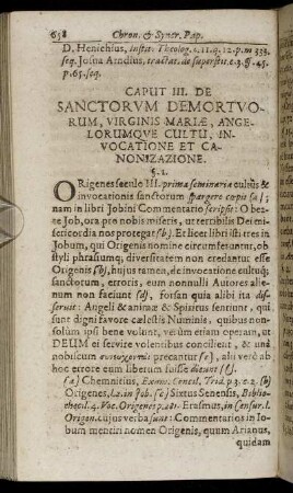 Caput III. De Sanctorum Demortuorum, Virginis Mariae, Angelorumque Cultu, Invocatione Et Canonizazione