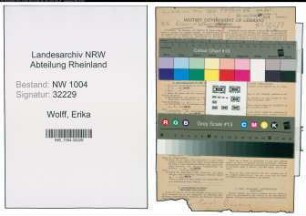 Entnazifizierung Erika Wolff , geb. 28.06.1920 (Sekretaerin)