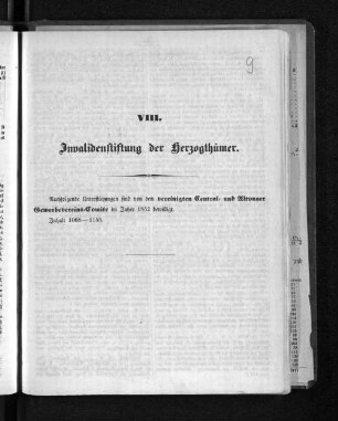 VIII. Invalidenstiftung der Herzogthümer.
