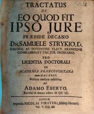 Tractatus De Eo Quod Fit Ipso Jure