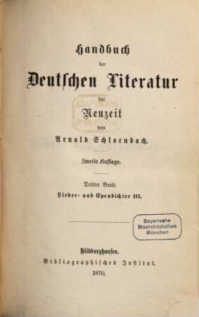 Handbuch der deutschen Literatur der Neuzeit, 3