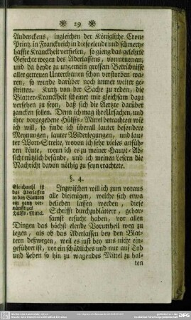 §. 4. Gleichwohl ist das Aderlassen in den Blattern ein gantz vernünfftiges Hülffs-Mittel