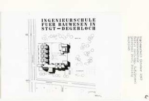 Ingenieurschule für Bauwesen, Stuttgart-Degerloch (Diplomarbeit bei Peter Poelzig): Lageplan 1:500