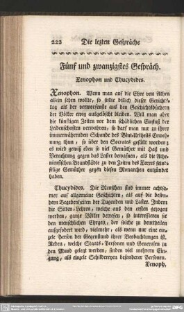 Fünf und zwanzigstes Gespräch. Xenophon und Thucydides