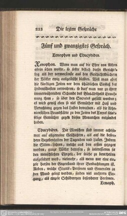 Fünf und zwanzigstes Gespräch. Xenophon und Thucydides