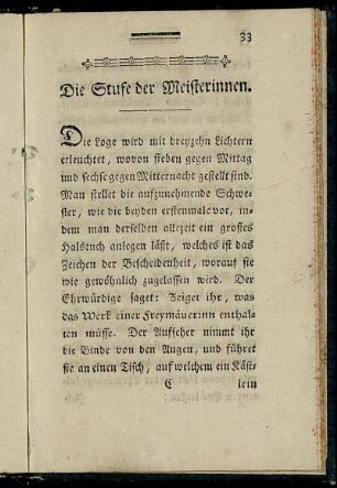 Die Stufe der Meisterinnen.