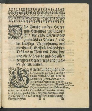 Die Gnade unsers Herrn und Heilands Jesu Christi/ [...]