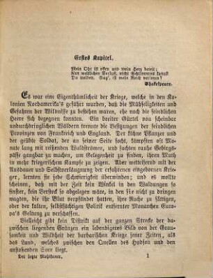 J. F. Cooper's amerikanische Romane : neu aus dem Englischen übertragen, 1. Der letzte Mohikan