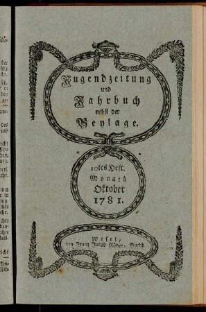 10tes Heft. Monath Oktober. 1781