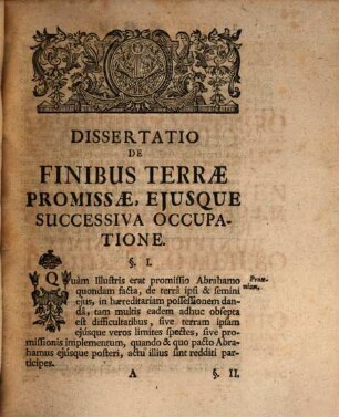 Diss. theol. philol. de finibus terrae promissae, huiusque successiva occupatione