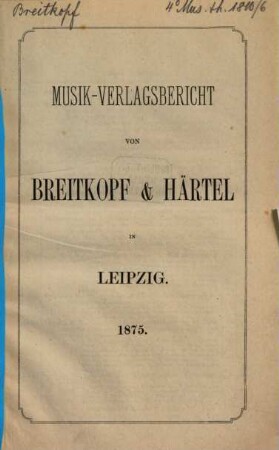 Musikverlagsbericht. 1875