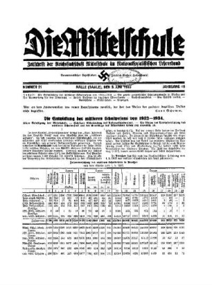 Die Entwicklung des mittleren Schulwesens von 1932 - 1934