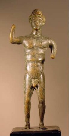 Römische Kriegerstatuette. Jüngling mit Helm