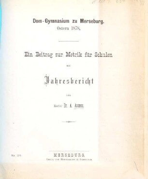Jahresbericht : Ostern .... 1877/78