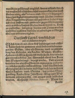 Das fünfft Capitel/ von früchten und wachsenden dingen.