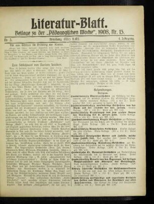 4: Literatur-Blatt - 4.1908