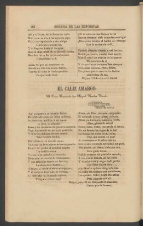El cáliz amargo. : Al Señor Licenciado don Miguel Rendón Peniche.