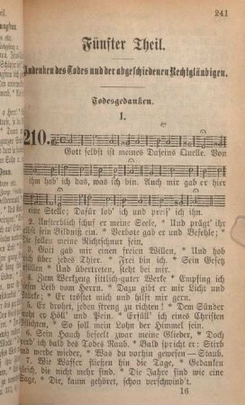 Fünfter Theil. Andenken des Todes und der abgeschiedenen Rechtgläubigen.