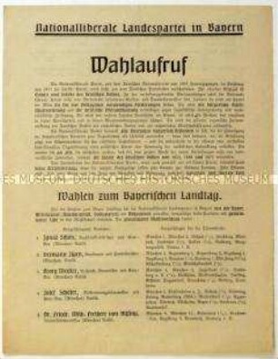 Aufruf der Nationalliberalen Partei zur Wahl des bayerischen Landtags 1919