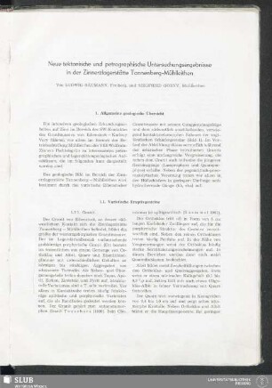 Neue tektonische und petrographische Untersuchungsergebnisse in der Zinnerzlagerstätte Tannenberg-Mühlleithen