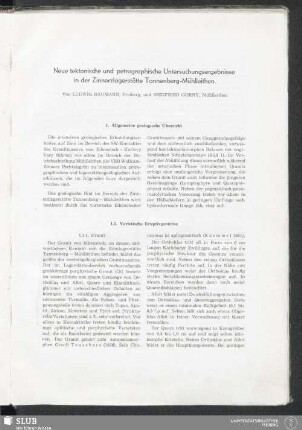 Neue tektonische und petrographische Untersuchungsergebnisse in der Zinnerzlagerstätte Tannenberg-Mühlleithen