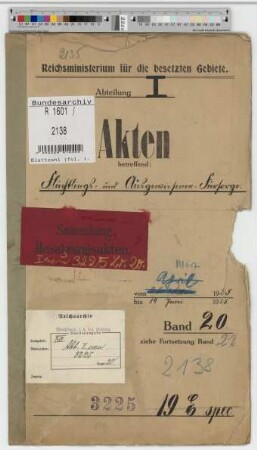 Flüchtlings- und Ausgewiesenen-Fürsorge. Nichtbeamte. Allgemein: Bd. 20