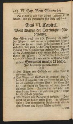 Das VI. Capitel. Vom Wapen der Vereinigten Niederlande