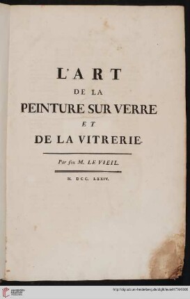 L' art de la peinture sur verre et de la vitrerie