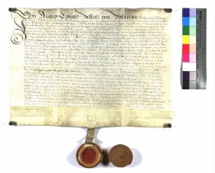 Marx Konrad Besserer von Talfingen, Richter und Rat der Stadt Ulm, stellt als Lehenträger dieser dem Kurfürstenadministrator Maximilian Philipp von Bayern über verschiedene Lehenstücke zu Gingen im Filstal, nämlich ein Haus mit Hofraite, Stadel und zwei Gärten, 5 Tagwerk Wiesmad, 2 Holzmarken, einen Garten vor dem Dorf und zwei Teile des Laienzehnten, einen Lehenrevers aus (mit Insert des Lehenbriefs vom selben Tag).