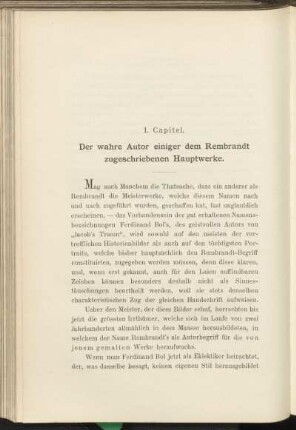 I. Capitel. Der wahre Autor einiger dem Rembrandt zugeschriebenen Hauptwerke.
