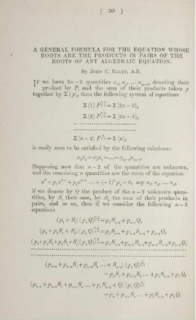 A general formula for the equation whose roots are the products in pairs of the roots of any algebraic equation.