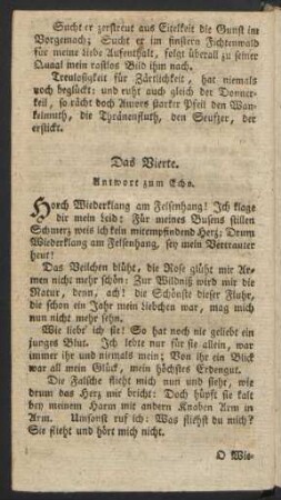 Das Vierte. Antwort zum Echo.