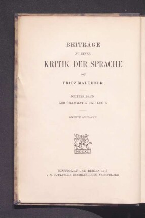 Bd. 3: Zur Grammatik und Logik