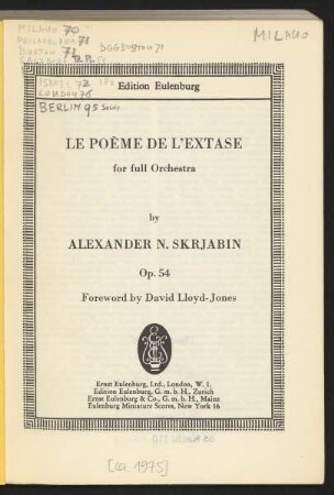 Le poème de lʹextase : for full orchestra : op. 54