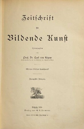 Zeitschrift für bildende Kunst. 20, 20. 1885