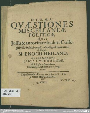 Quaestiones miscellaneae politicae