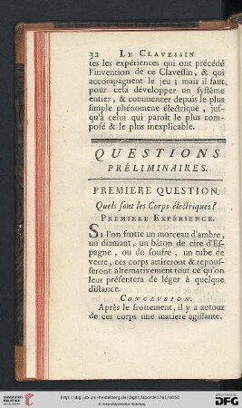 Questions préliminaires