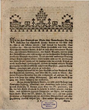 Geschicht- und rechtmäßige Prüfung der Gedanken eines Baiern über einige Stellen der letzthin in Druck erschienenen Anmerkungen über das Absterben des Churfürstl. Hauses Baiern