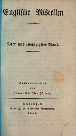 Englische Miscellen. 24. 1806