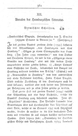 Annalen der Hamburgischen Litteratur.